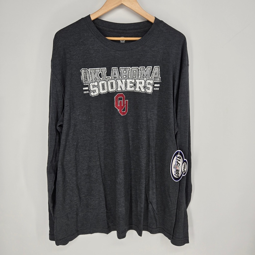 Concepts Sport Oklahoma Sooners Mens XXL Gray Long Sleeve Sleepwear Shirt NCAA